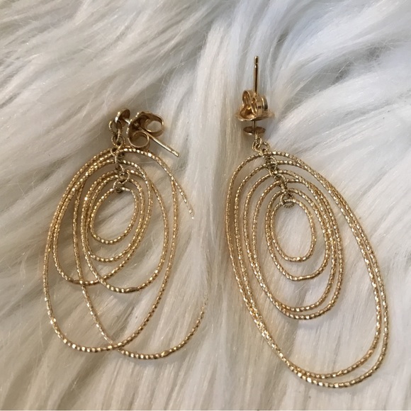 Vintage Real 14K Yellow Italian Gold Circle Dangle Earrings ( 5.2 Grams) - Picture 3 of 12